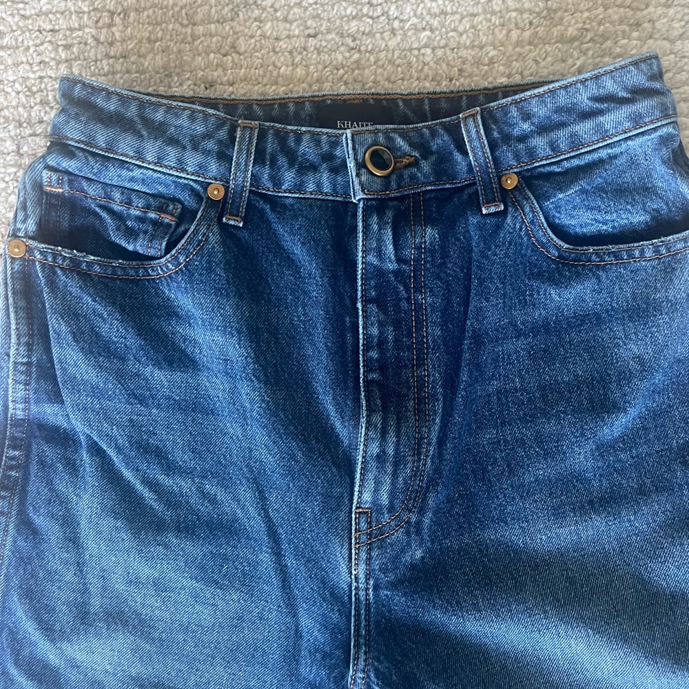 KHAITE Danielle 100% cotton jeans in mid-blue, size 27 - Picture 4 of 15